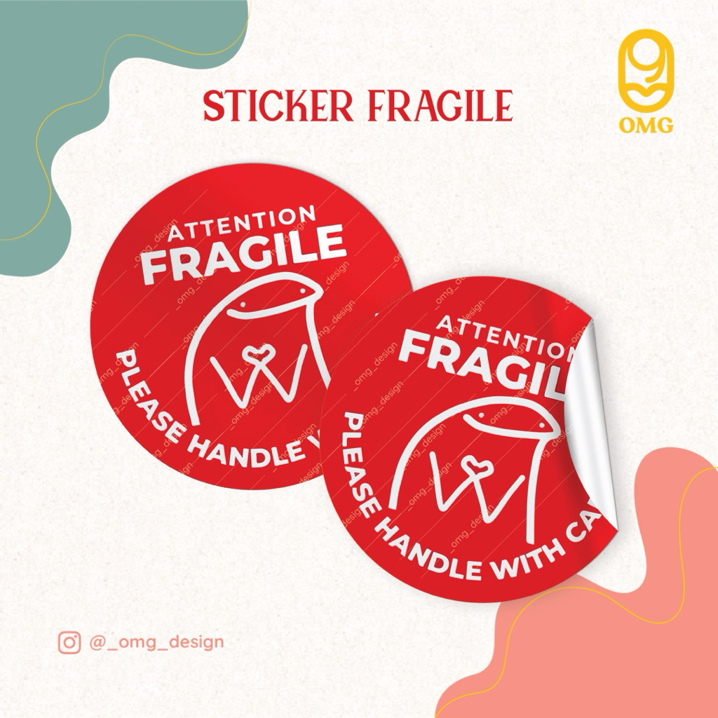 

STIKER FRAGILE MEME LUCU BULAT 5cm