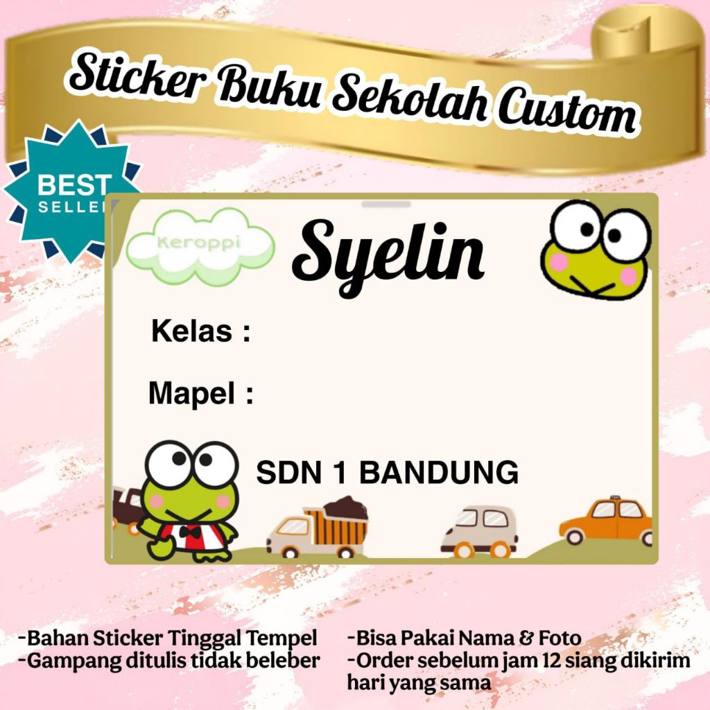 

STIKER LABEL BUKU SEKOLAH ANAK MOTIF KEROPI TINGGAL TEMPEL