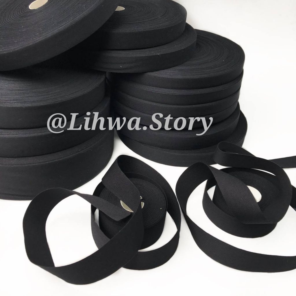 

1 METER - LABEL PITA KATUN POLOS HITAM | LABEL HIJAB | LABEL BAJU