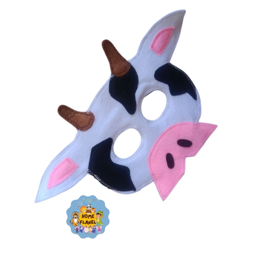 Topeng Hewan Sapi Perah Cow Felt Mask Kostum Pentas Pesta Anak