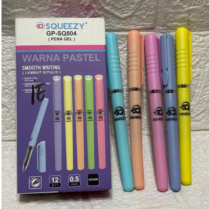 

Pena Squeezy Gel Pen 0,5 mm GP-SQ804 1 Kotak Isi 12 Pena