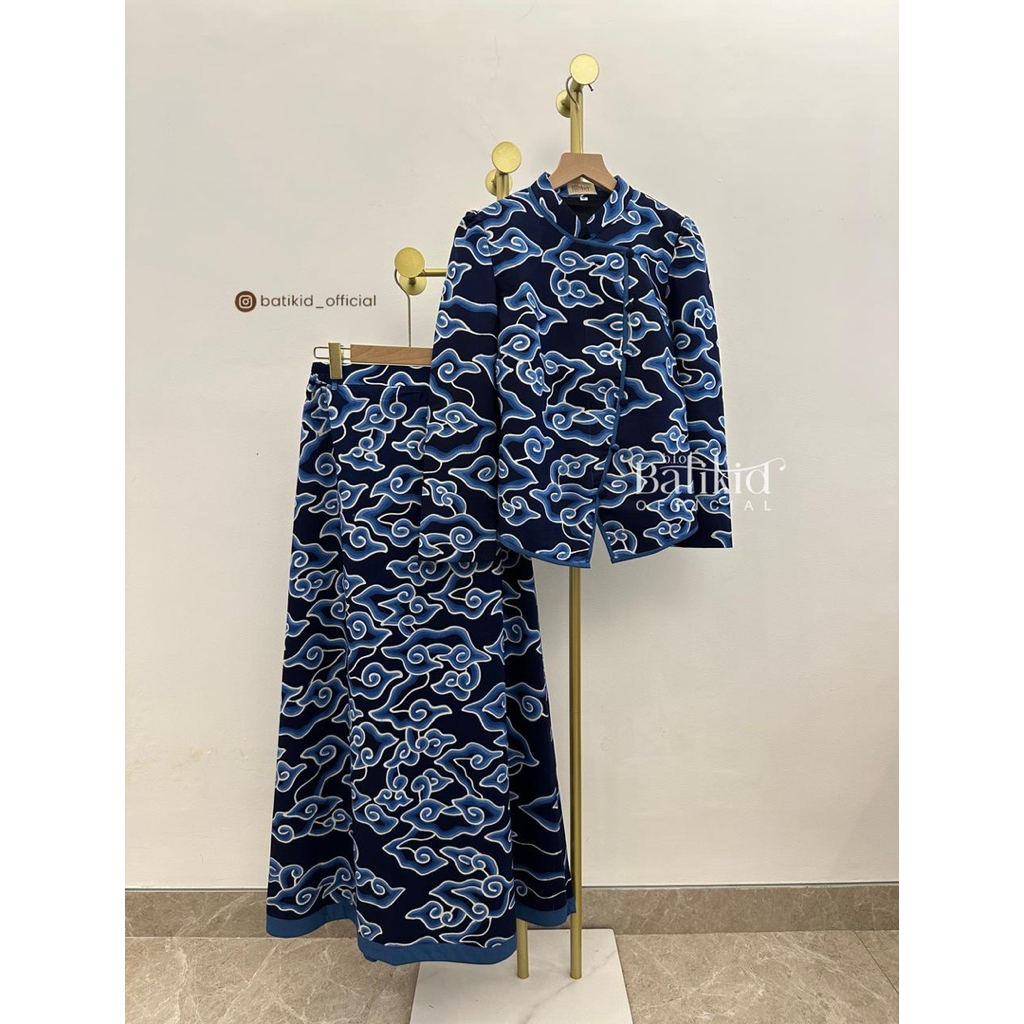 BATIKID OFFICIAL - oneset batik mega mendung / setelan batik wanita / rok batik wanita hijab