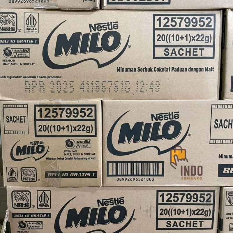 

1 Dus Milo Nestle Coklat Isi 20rcg x 10pcs (200 pcs) / 1 Karton Susu Milo sachet
