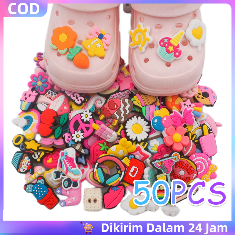 50pcs Hiasan Sepatu Aksesoris Hiasan Untuk Sepatu Shoes Decoration Bunga Untuk Sepatu Gesper Sepatu 