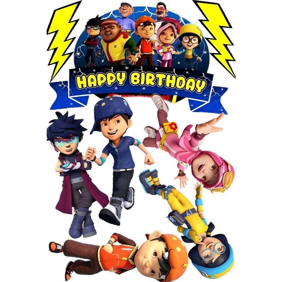 Topper Boboiboy Ulang Tahun Custom Nama / Hiasan KUE ULANG TAHUN