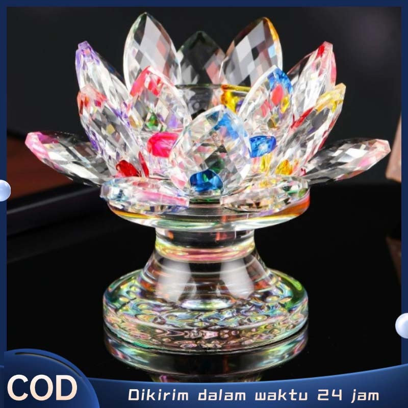 Tempat Lilin Bunga Teratai Tempat Lilin Sembahyang Tempat Lilin Teratai Kristal Kaca