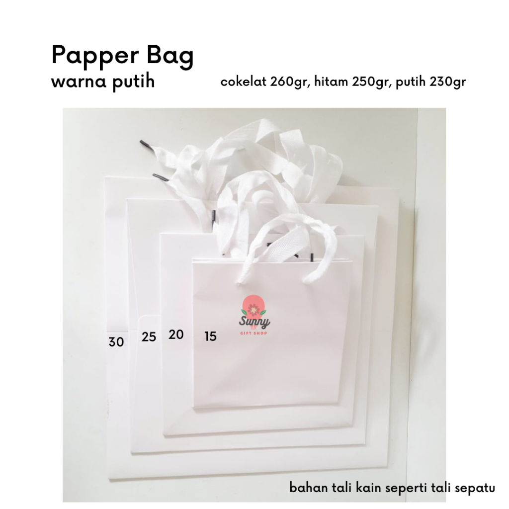 

Papper bag Putih /papper bag tebal 230gr / Papper bag Import Premium / Papperbag makanan/ Paper bag polos / tas kertas belanja / shoping / kantong souvenir / tas souvenir / tas kertas tebal