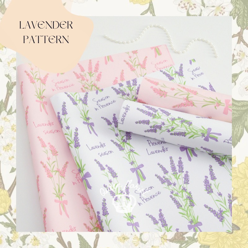 

LAVENDER PATTERN PAPER FLOWER WRAPPING MATTE PAPER TRANSPARENT CELLOPHANE KERTAS BUNGKUS BUNGA HAND BOUQUET KOREAN