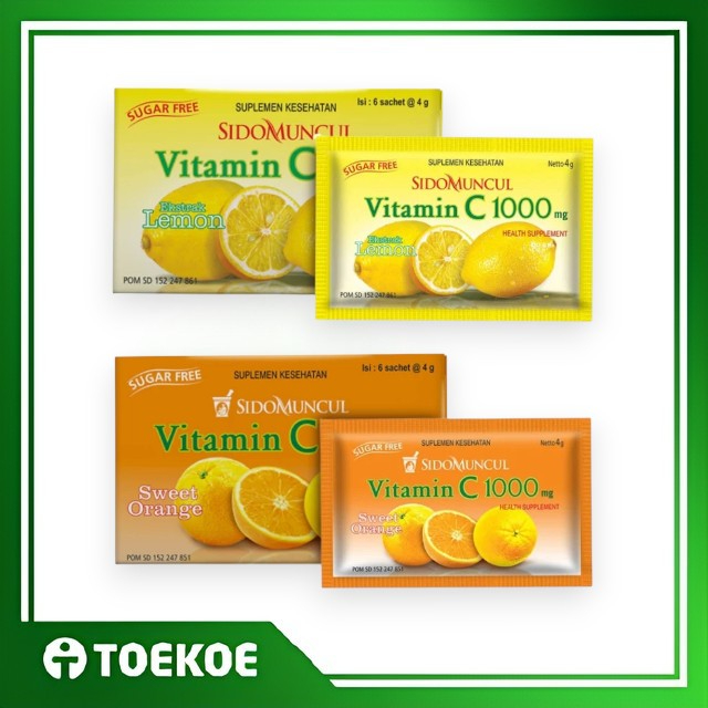 

TOEKOE Sido Muncul Vitamin C 1000 Serbuk Lemon Orange Pack [Isi 6Sachet]