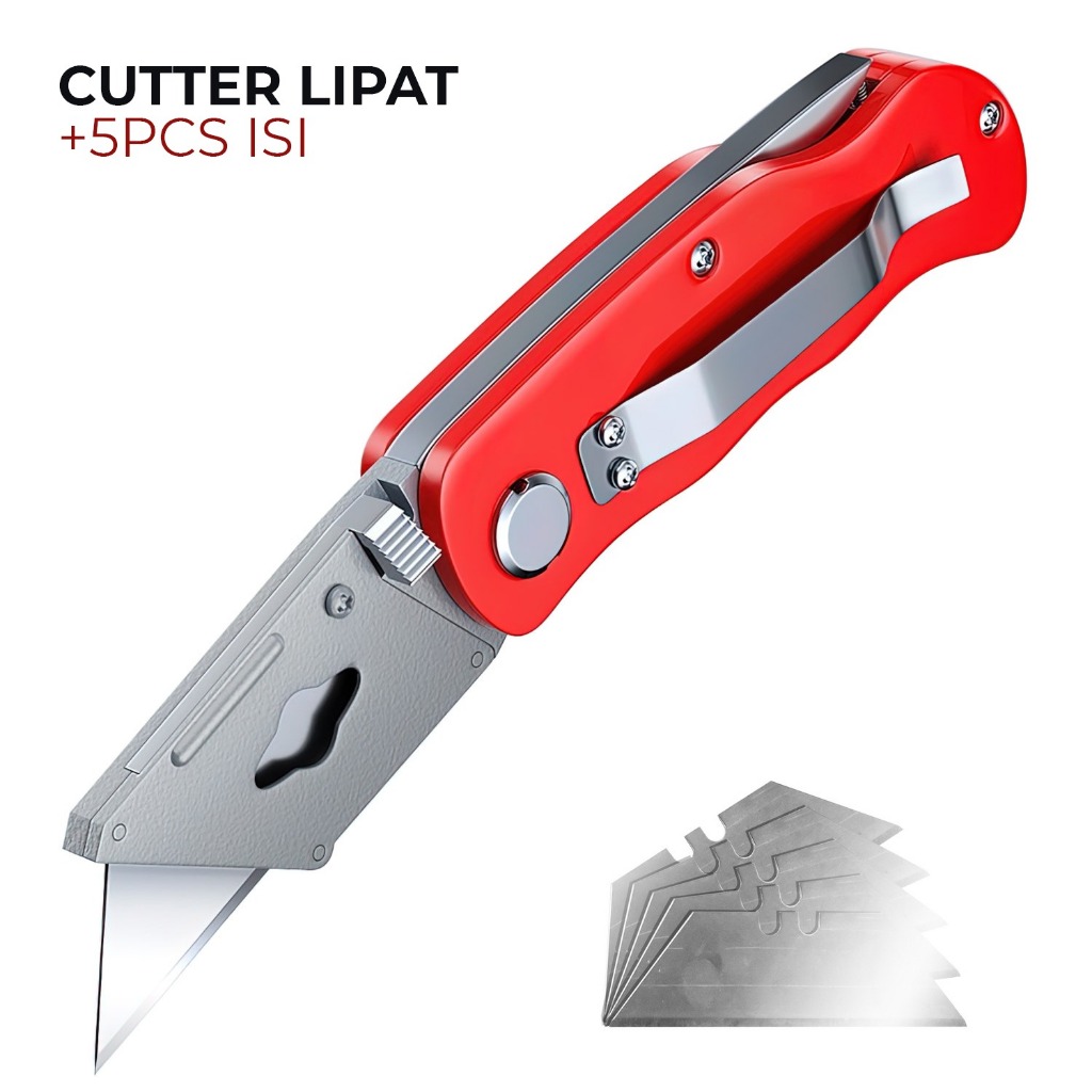

Pisau Cutter Lipat Foldable Cutter Knife refil isi 5 Pcs Kuat serbaguna Heavy Duty