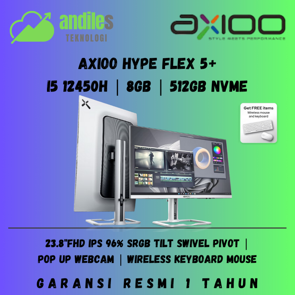 AIO Axioo Hype Flex 5+ i5 12450H 23.8"FHD | Axioo Hype FLEX 5 i5 12450H - Garansi Resmi