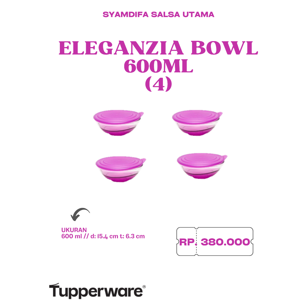 Tupperware Ori - Eleganzia Bowl Purple 600ml