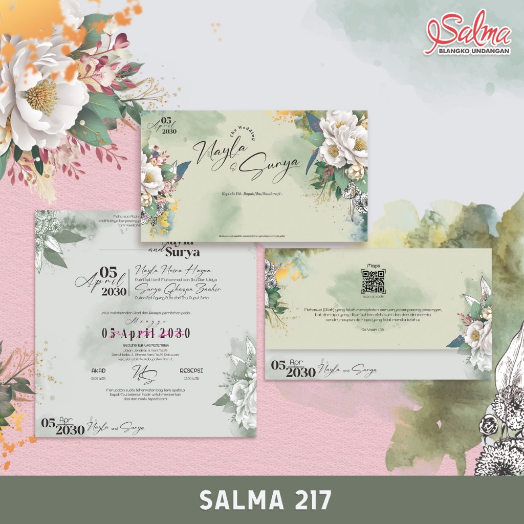 

Blangko undangan atau kertas undangan pernikahan bisa untuk khitan merek SALMA 217 dengan bahan kertas BC premium terbaik harga termurah langsung dari pabrik