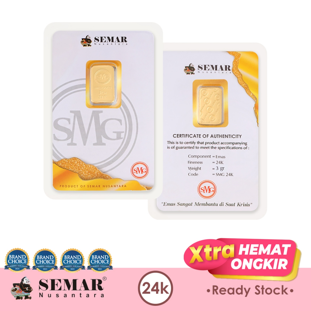 Logam Mulia SMG Gold Press 3gram Emas Batangan Semar Nusantara