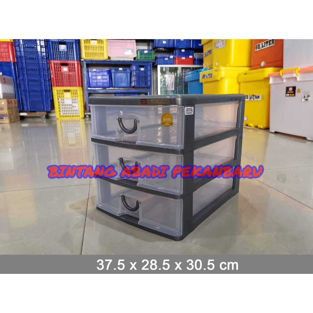 SHINPO MAXIM Laci Mini Container Susun 3 Tingkat SIP 355 S3 / Tempat Surat A4 F4 Rak Serbaguna