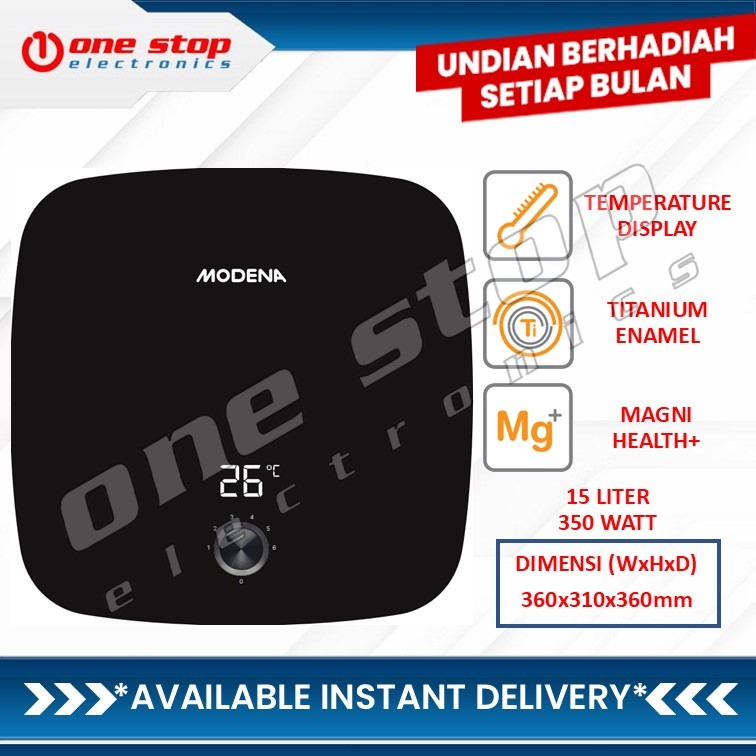 MODENA ES 0150 QDBK Electric Storage Water Heater 15 Liter 350 Watt | Titanium Porcelain Enamel - In