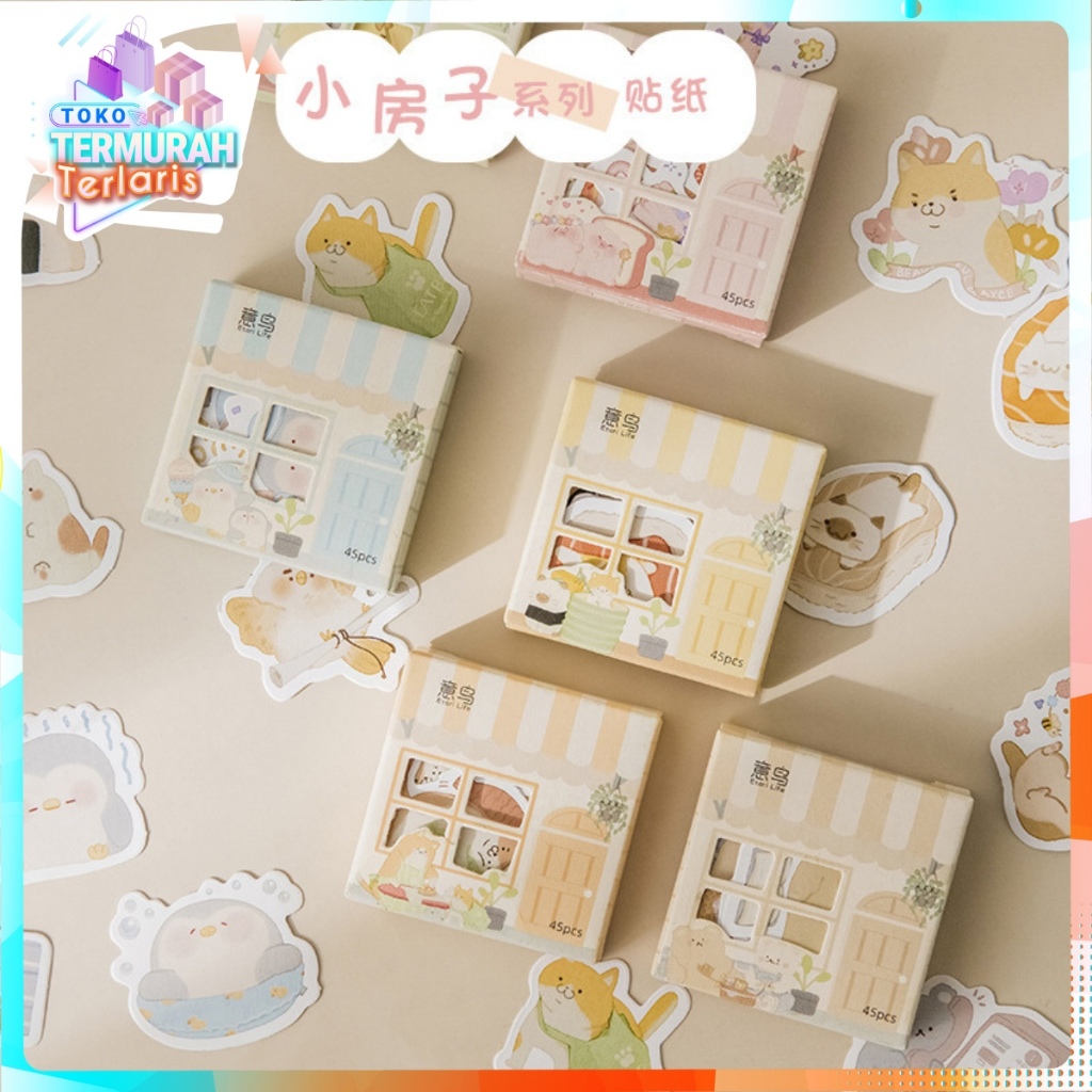 

TTT 45Pcs Stiker Karakter Hewan Untuk Diary Aesthetic Sticker Dekorasi Jurnal Scrapbook Stiker Set Home Series isi 45 Pcs Cute