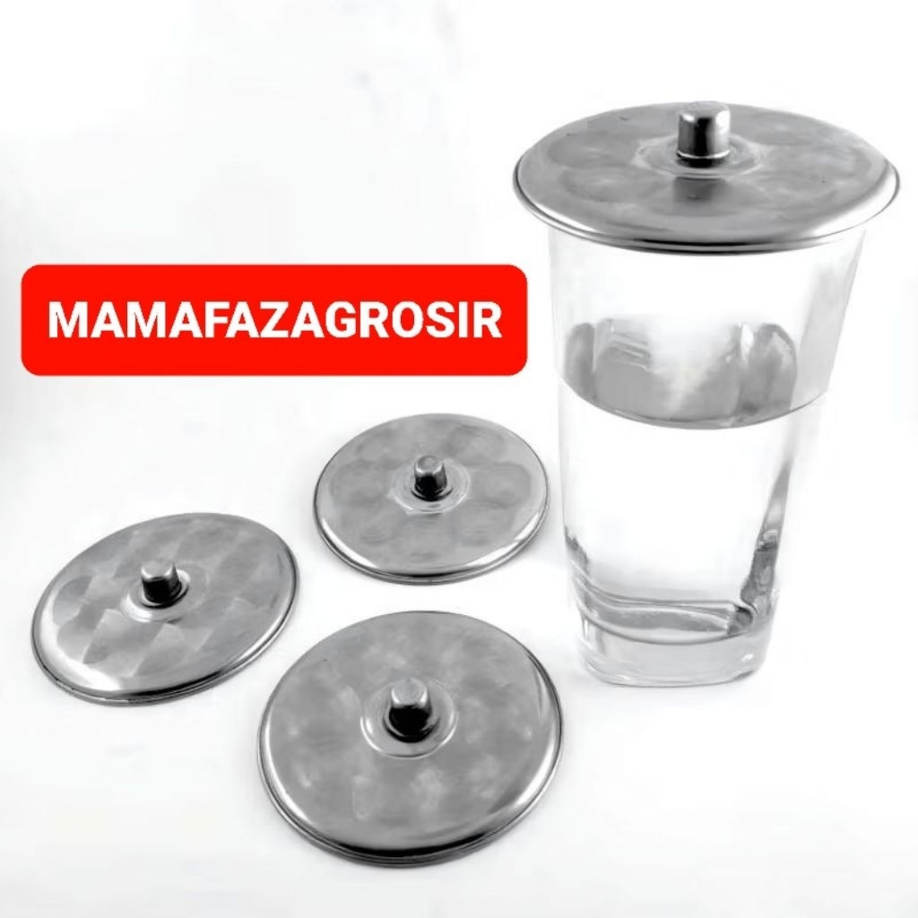 [6 PCS] TUTUP GELAS STAINLESS STEEL TEBAL || TUTUP GELAS STAINLESS STEEL CLASIC