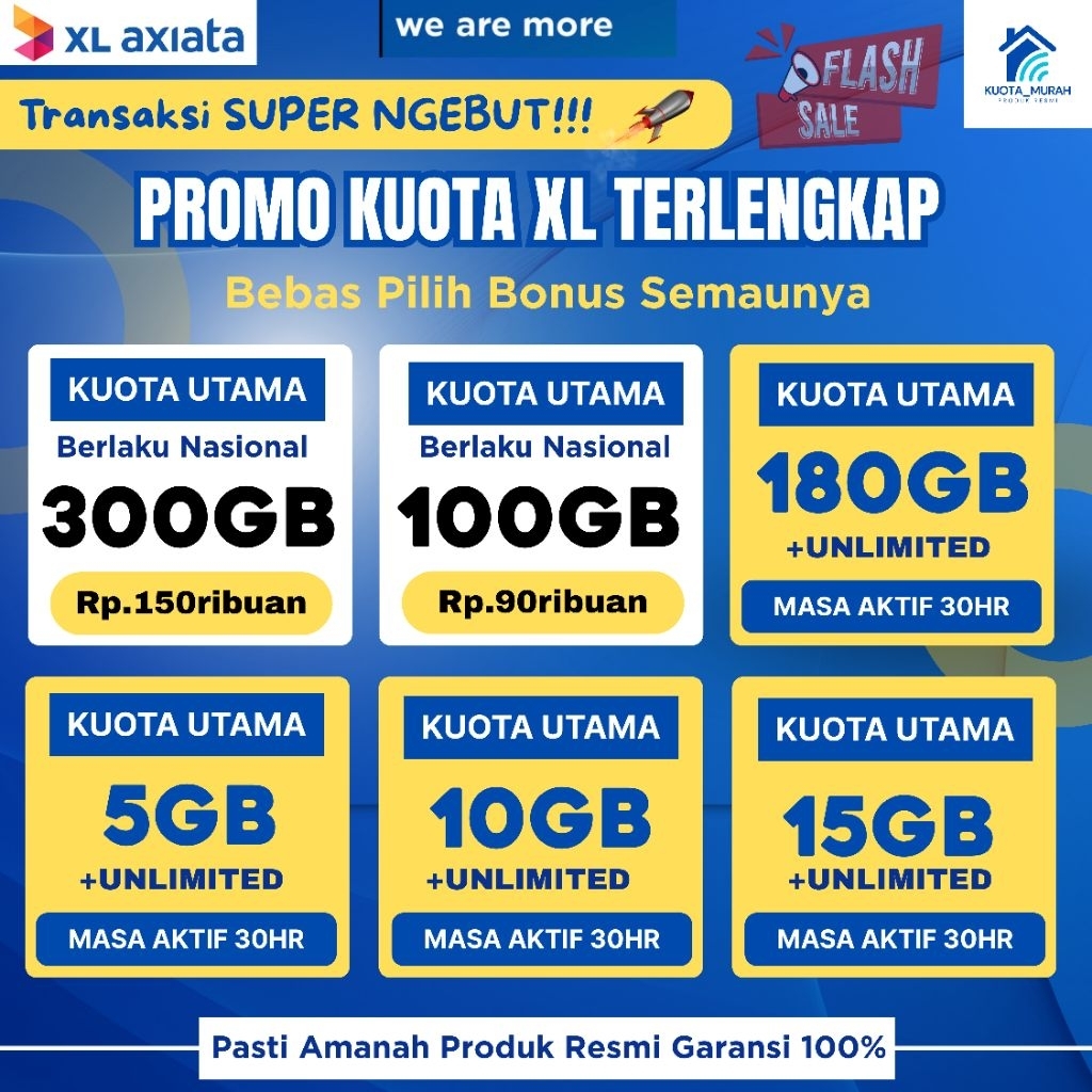 BARU PAKET DATA RESMI XL AXIATA PROMO 56GB 168GB FULL 24JAM NASIONAL AMANAH GARANSI 100% | KUOTA XL 