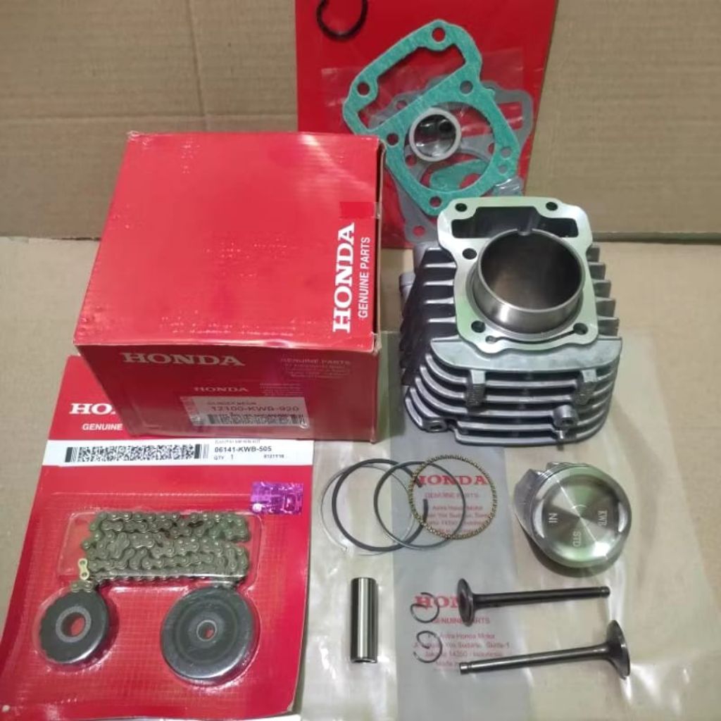 paketan blok sher komplit plus klep set Rante keteng & top set kwb Honda Revo fit 110 Revo absolut 1