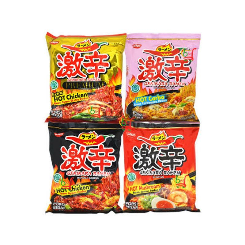 

NISSIN GEKIKARA RAMEN MIE ALL VARIAN RASA HOT SPICY CHICKEN CARBO / GEEKIKARA HOT SPICY