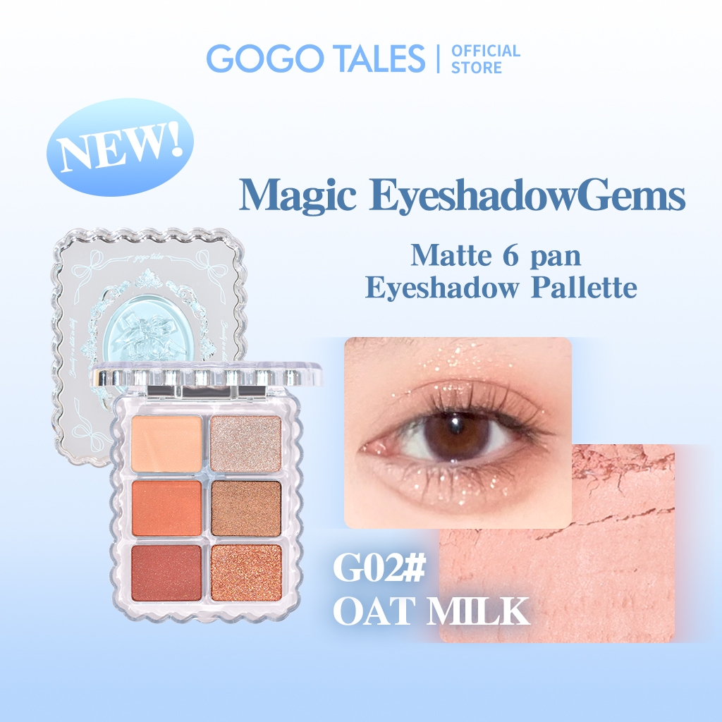[BARU]GOGO TALES Magic EyeshadowGems Crystal Eyeshadow Palette 6 Warna Cantik Pigmented Matte Natura