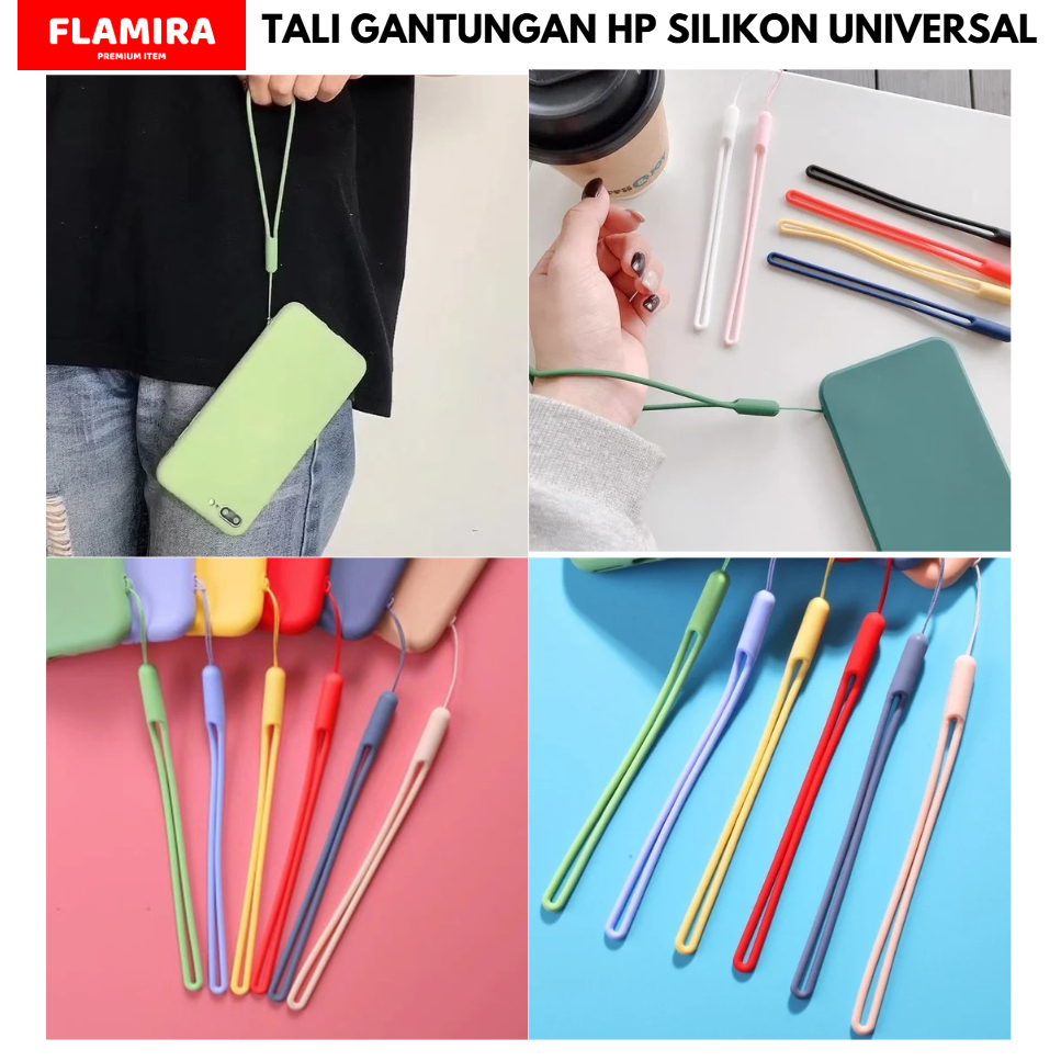 Tali Gantungan HP Silikon Lembut Universal | Lanyard Leher Gantungan Ponsel Bahan Lentur | Strap Gan