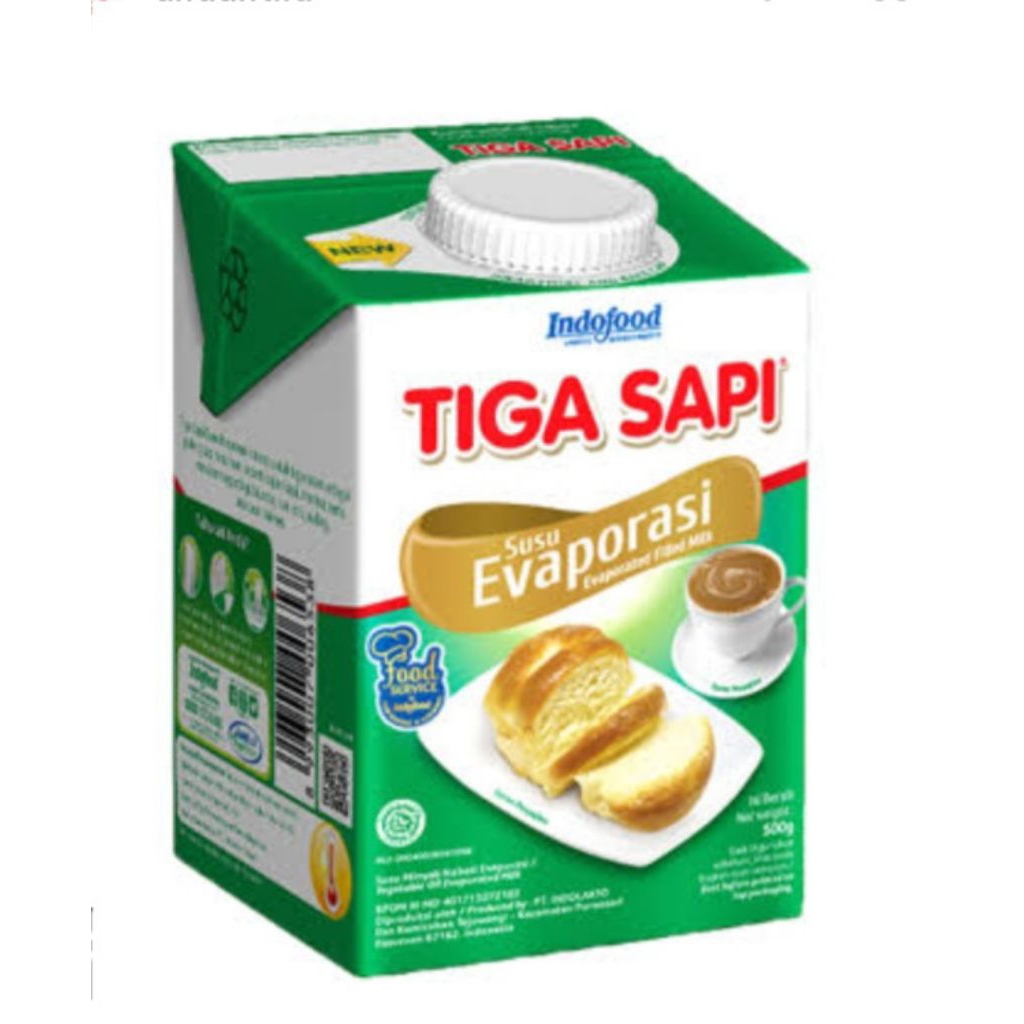 

TIGA SAPI Susu Evaporasi 500 Gram / Evaporated Filled MIlk By Indofood/SUSU EVAPORASI CAP TIGA SAPI 500GRAM BAKING MILK C0OKING MILK