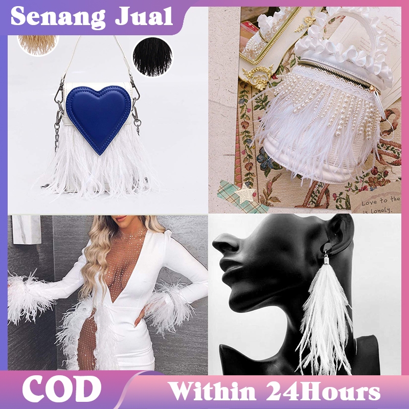 Bulu Ostrich Panjang Ostrich Feather 8-10cm Aksesoris Bulu Untuk Kepala / Dekorasi Panggung