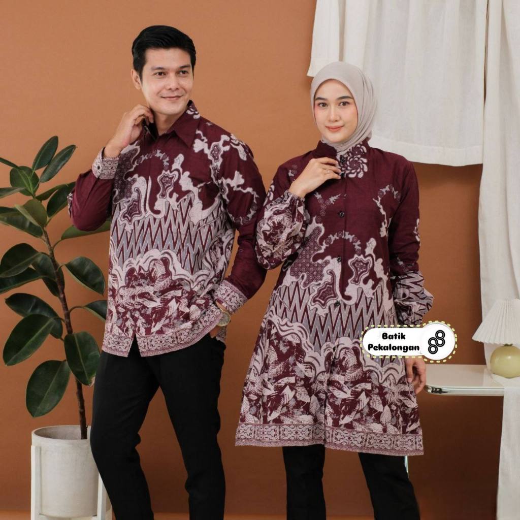 BATIK PEKALONGAN 88 - Couple Daniswara Atasan Tunik & Kemeja Batik Bahan Katun Prima Seragaman Kerja