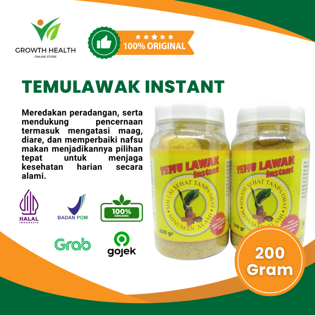 

TEMULAWAK INSTANT 200 GRAM MINUMAN TEMU LAWAK - ANTIVIRUS, NAFSU MAKAN