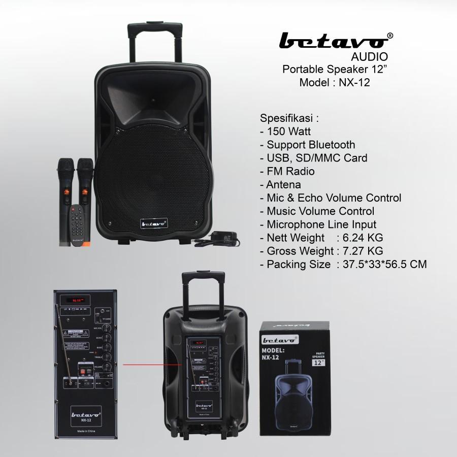 SPEAKER PORTABLE WIRELLES BETAVO NX-12 12INCH