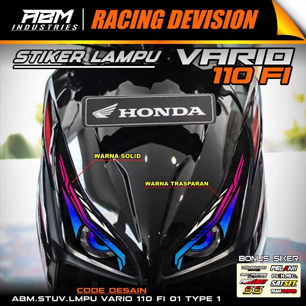 STIKER VARIASI LAMPU ALIS MOTOR VARIO 110 FI TRANSPARAN UV VARIO 110 FI / Sticker Lampu Vario 110 FI