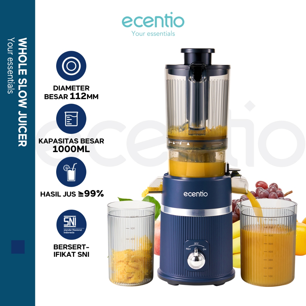 Ecentio 550ml+600ml Slow Juicer dan Blender Multifungsi Garansi 1 Tahun