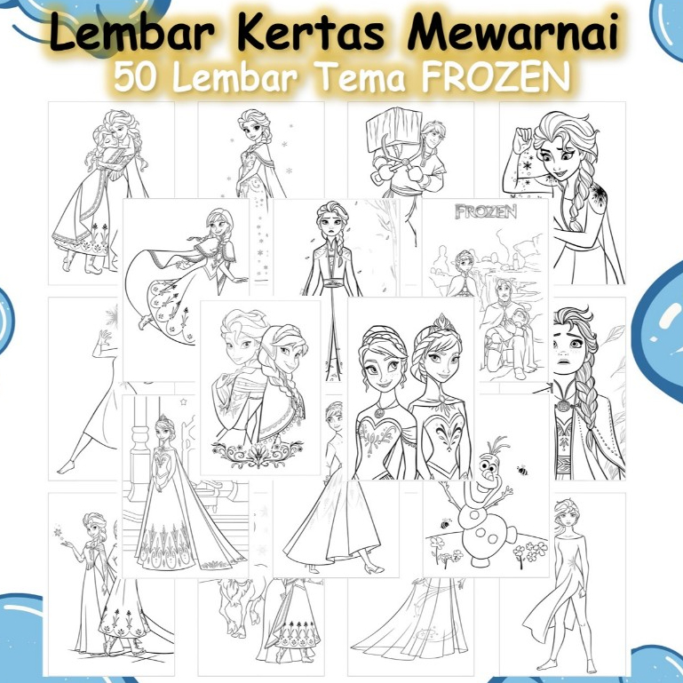

Kertas Gambar 50 Lembar - Kertas Mewarnai Tema PRINCES FROZEN - Coloring Pages A4 A5