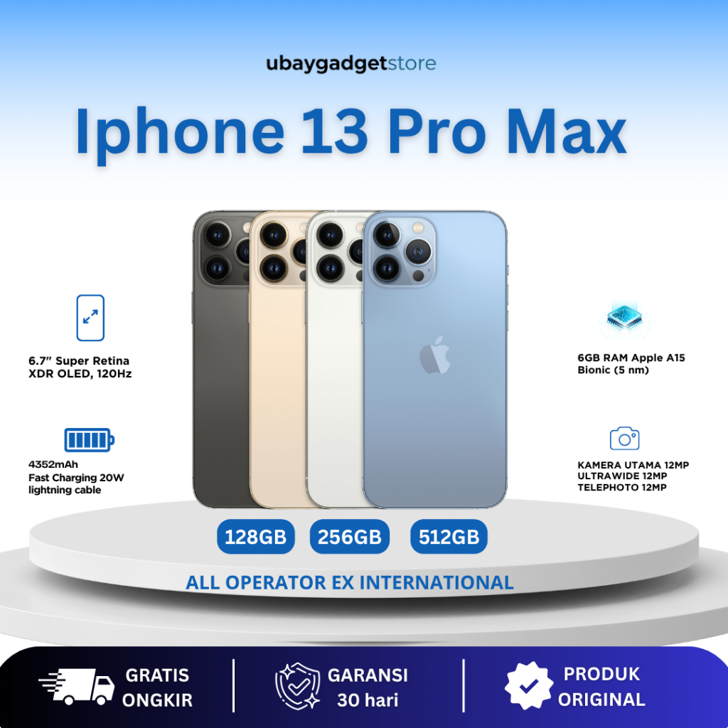 iPhone 13 Pro Max All Operator 128GB/256GB/512GB Second ORIGINAL BERGARANSI
