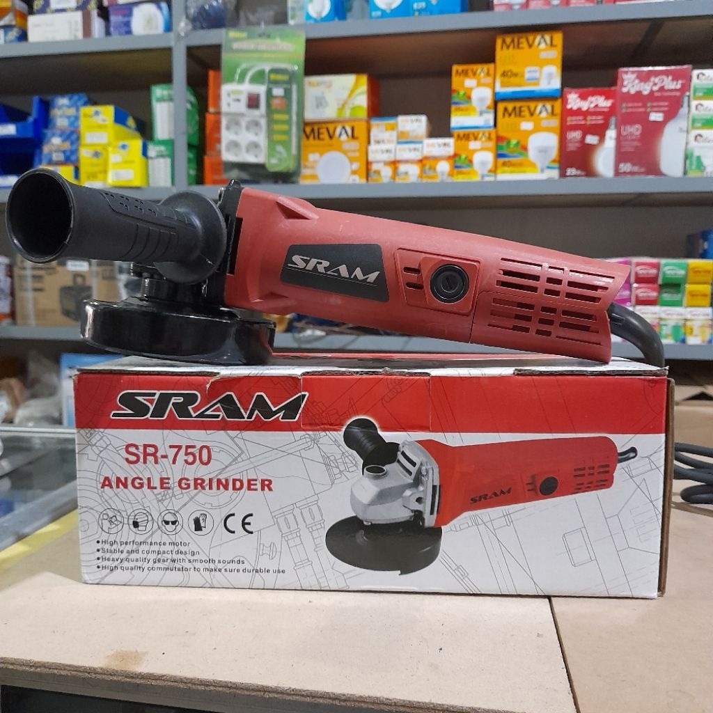 SRAM  SR-750 Mesin gerinda / angle grinder 4", 400W, switch belakang
