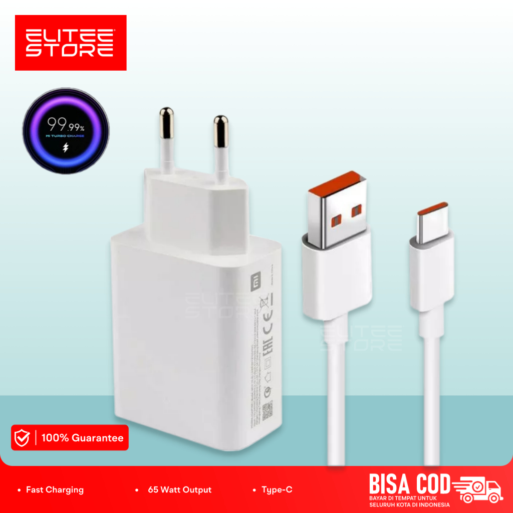 CHARGER XIAOMI 65W TURBO CHARGE ORIGINAL 100% USB TYPE C / CHARGER XIAOMI TURBO 65 WATT
