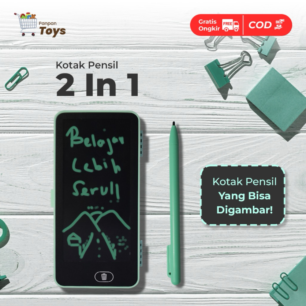 

PANPANTOYS Kotak Pensil Serbaguna Lcd Kotak Pensil Drawing / 2 In 1 Kotak Pensil & Lcd Drawing Board Digital Pad Anak
