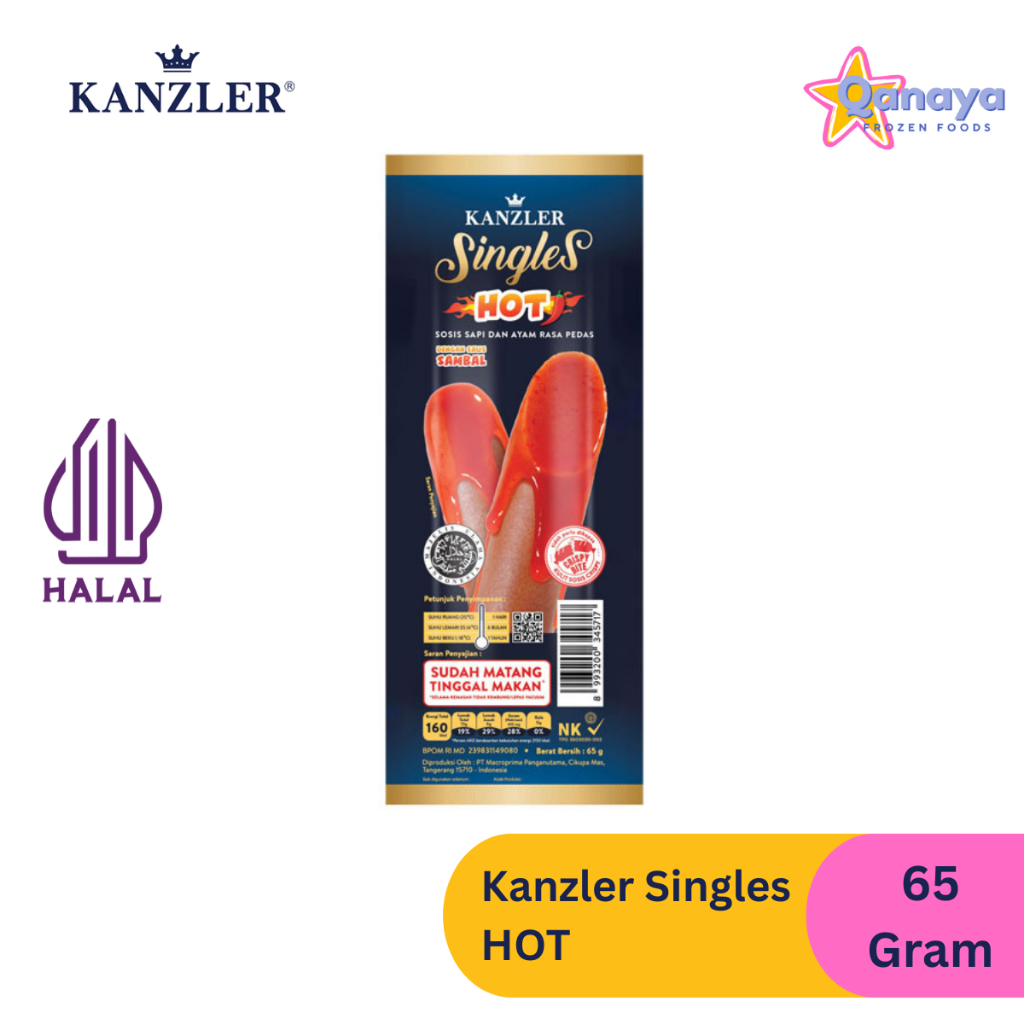 

Kanzler Singles Hot (60 Gram) Sosis Siap Makan Halal Makanan Instan Daging Food