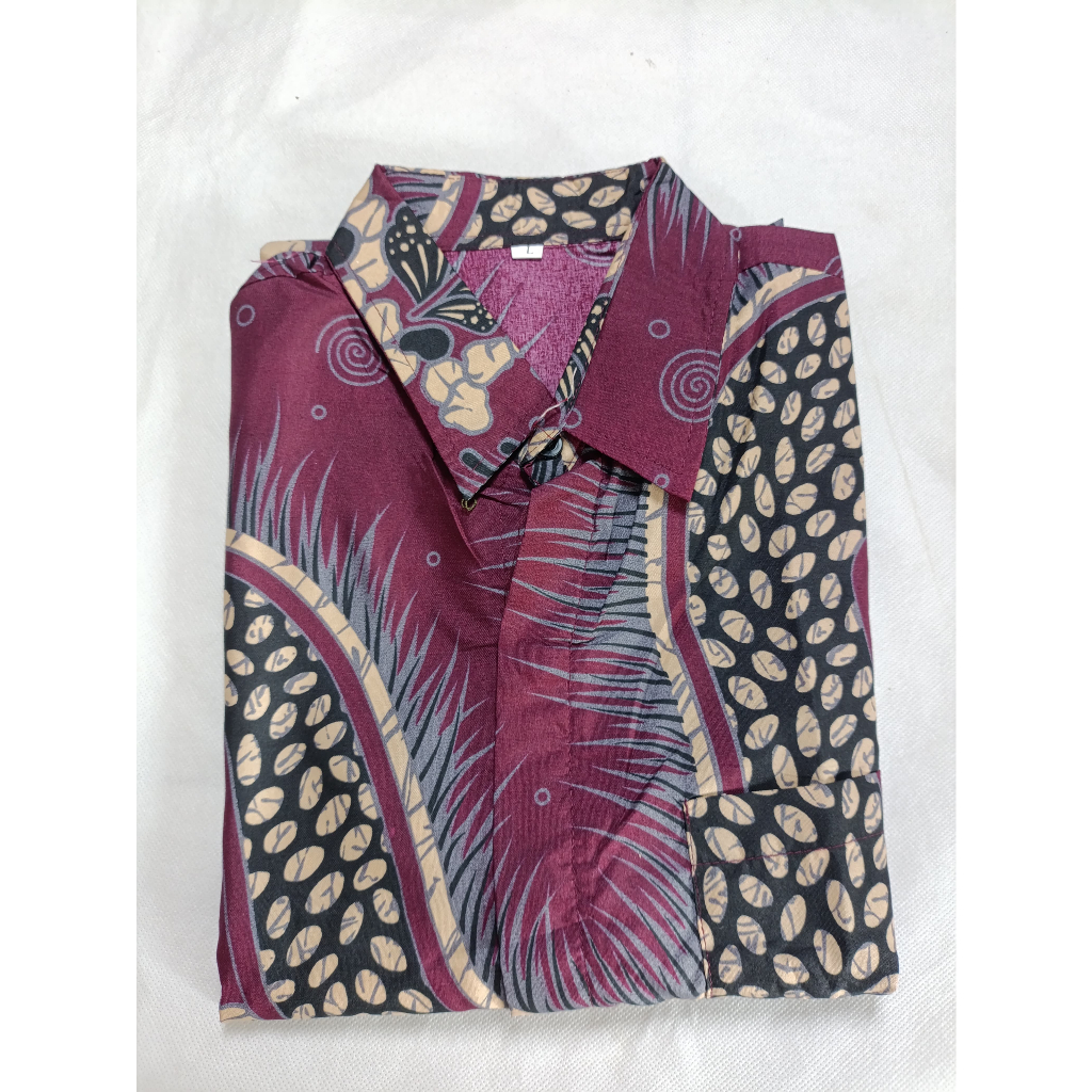 Kemeja Batik Pria Lengan Pendek Maroon / kemeja batik / kemeja batik lengan pendek