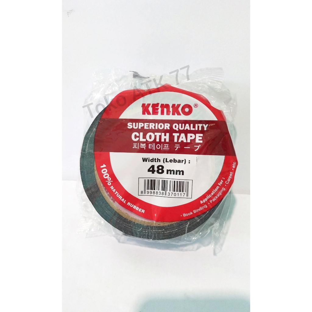 

Cloth Tape Lakban Hitam Jilid Kenko 2 inch 48 mm Logo Merah Terbagus (bukan biru,-orange) READY STOK