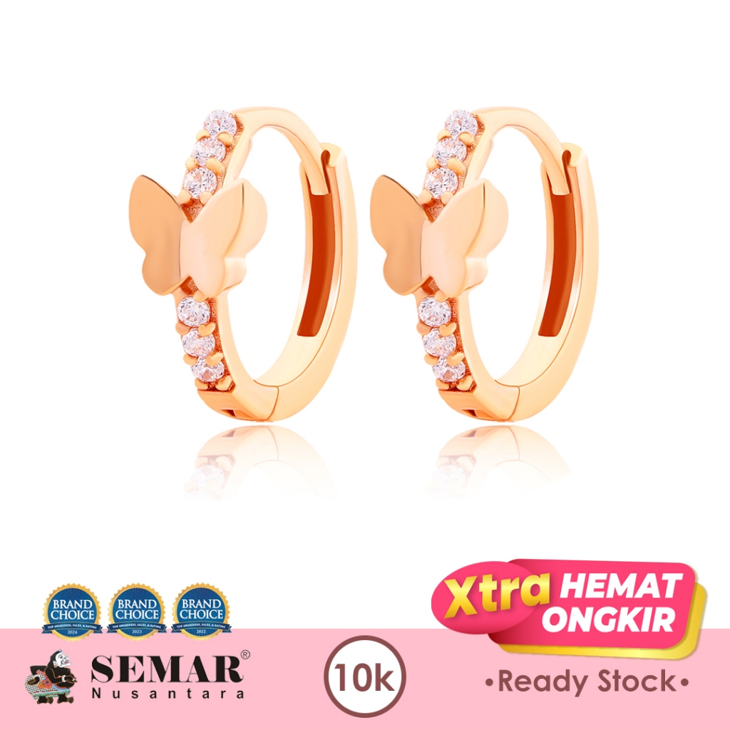Anting Jepit Emas Lady Butterfly Gold 10K Semar Nusantara