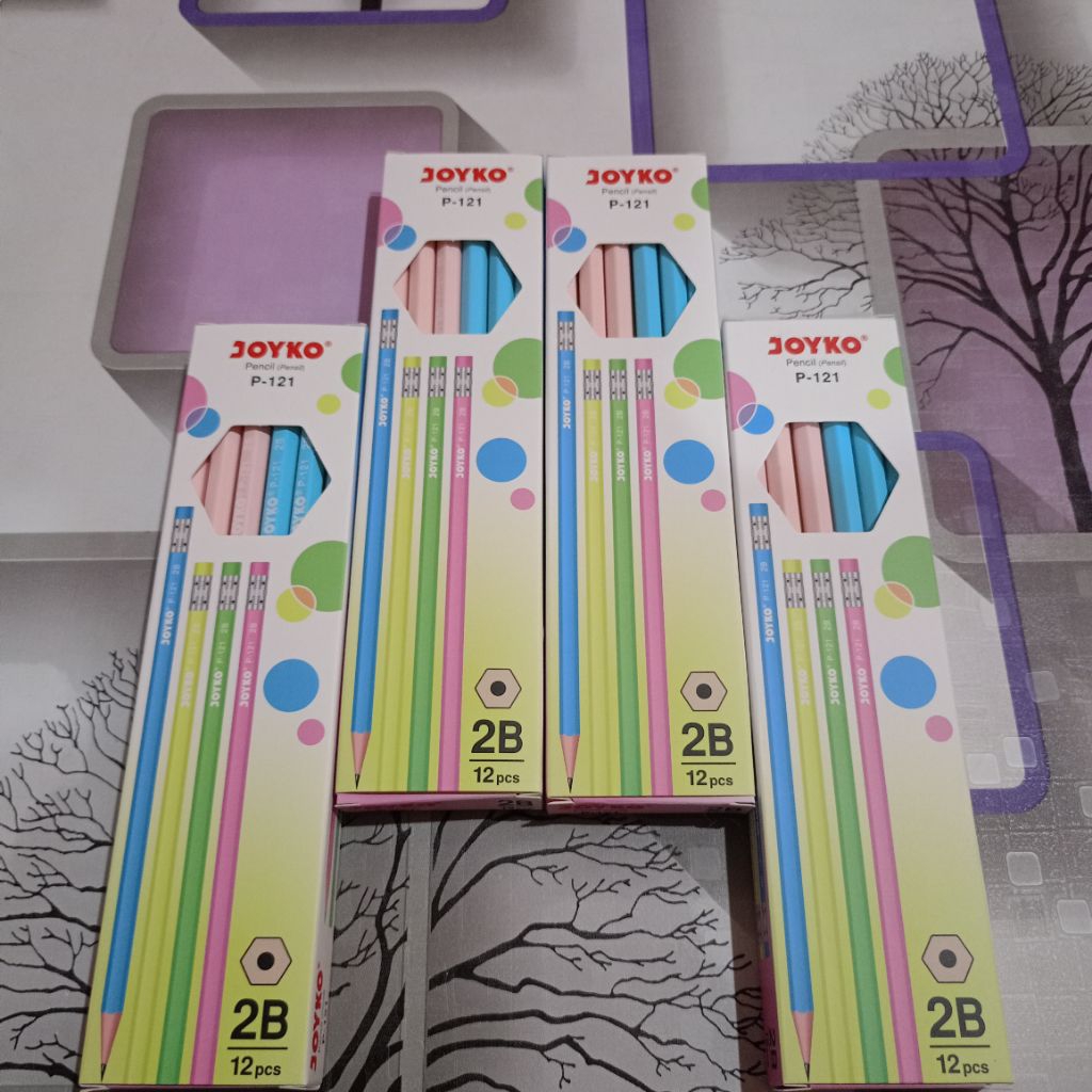 

Pencil JOYKO 2B, Warna Pastel, Pensil Set Penghapus, 1 Pcs Isi 12 Pencil