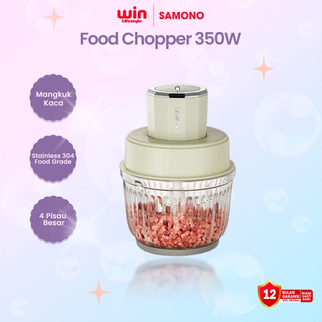 SAMONO Chopper Multifungsi 2.5 Liter Coper Daging dan Bumbu Dapur Low Watt 350W Coper Blender Portab