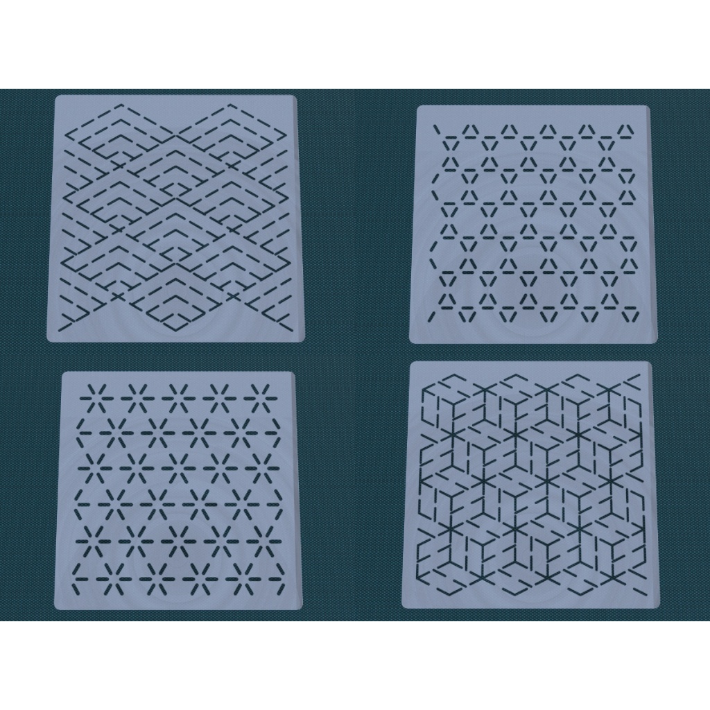 

Sashiko Template Mika isi 4 pola ukuran 11x11cm Set 7