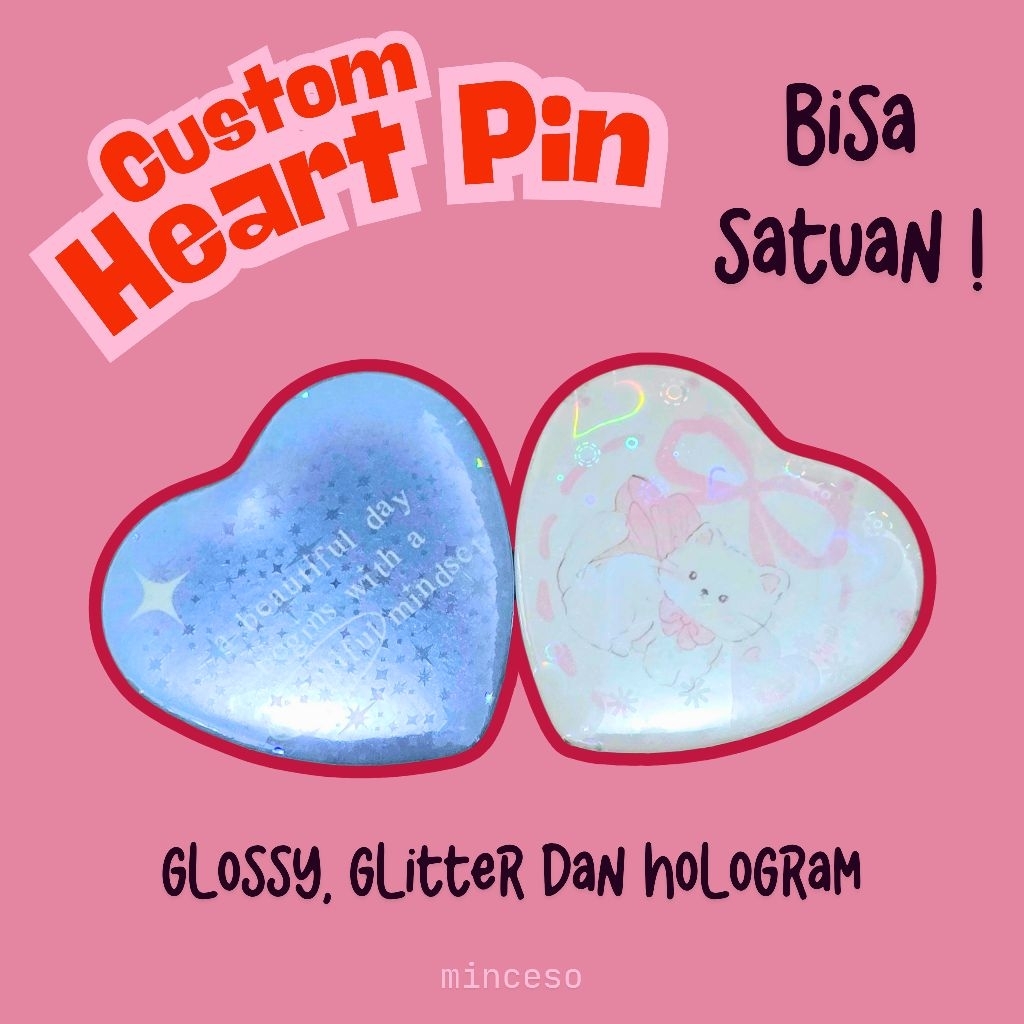 [SATUAN] CUSTOM PIN BADGE HEART LOVE BESI ALUMINIUM FREEBIES EVENT MERCHANDISE BOOTH COSPLAY HADIAH 