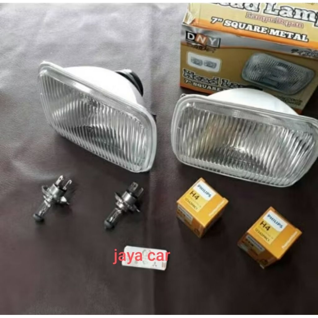 lampu depan lampu utama Panther kotak plus bohlam Philips sepasang