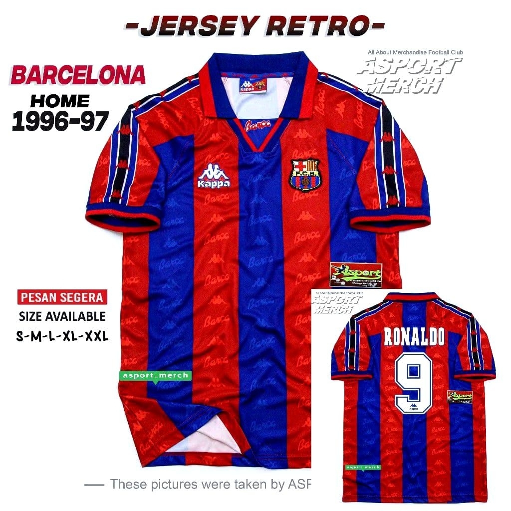 JERSEY BARCELONA RETRO HOME 1996 1997 JERSEY BARCA RETRO 96 97