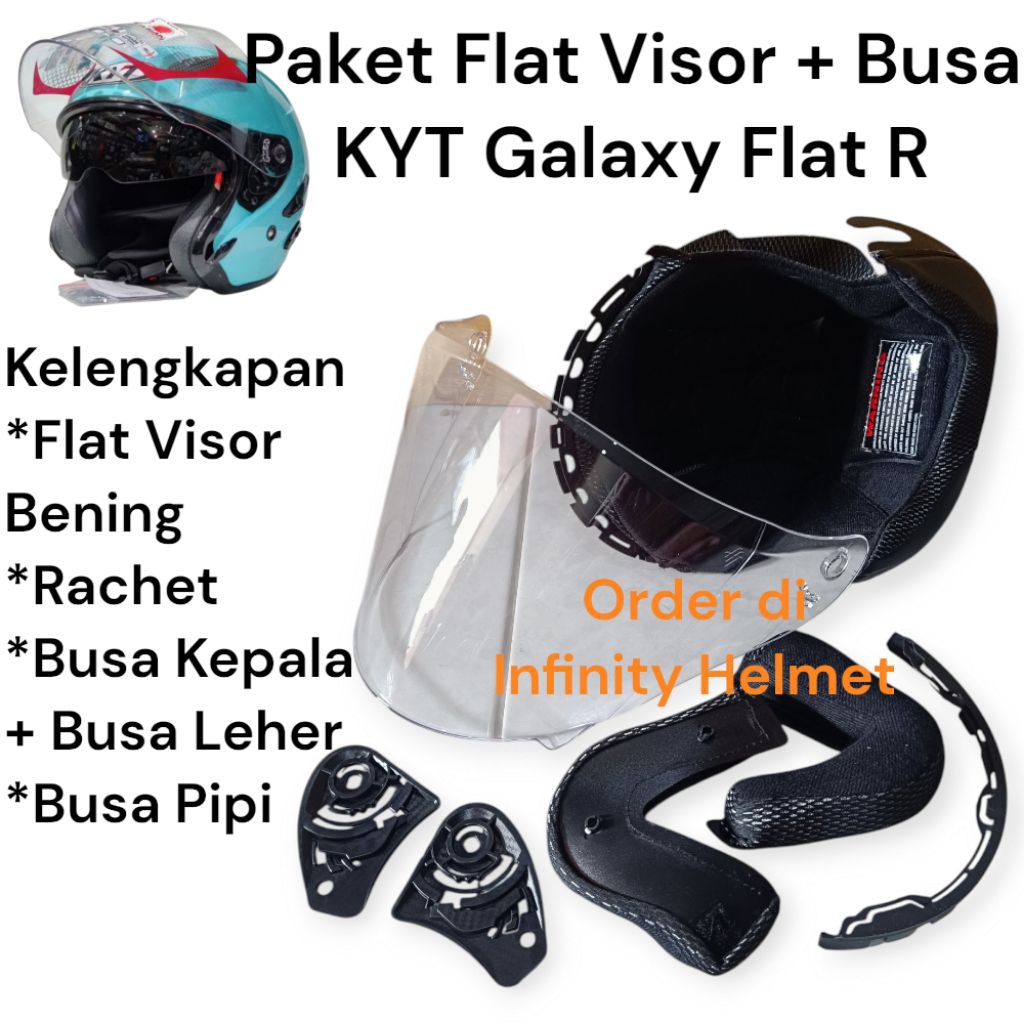 Paket Flat Visor KYT Galaxy Flat R Busa Spon Helm KYT Galaxy